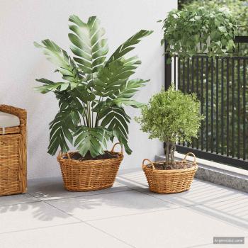 Blumentopfkorb mit Speicher GENDT 2 stk. Naturbraun Kubu Rattan