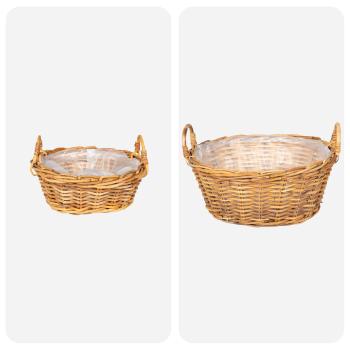 Blumentopfkorb mit Speicher GENDT 2 stk. Naturbraun Kubu Rattan