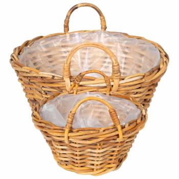 Blumentopfkorb mit Speicher GENDT 2 stk. Naturbraun Kubu Rattan