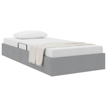 Aufbewahrungsbett mit Speicher Hellgrau 203 x 100 cm Stoff