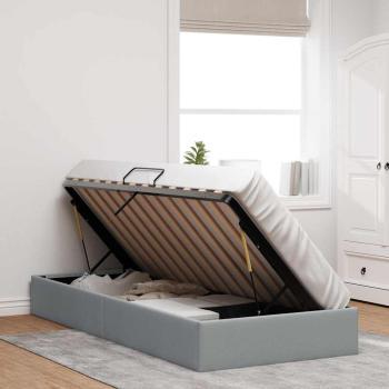 Aufbewahrungsbett mit Speicher Hellgrau 203 x 100 cm Stoff