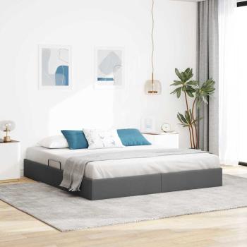 ARDEBO.de - Aufbewahrungsbett mit Speicher Dunkelgrau 193 x 203 cm Stoff