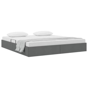 Aufbewahrungsbett mit Speicher Dunkelgrau 193 x 203 cm Stoff