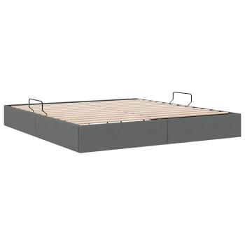 Aufbewahrungsbett mit Speicher Dunkelgrau 193 x 203 cm Stoff