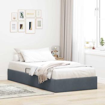 ARDEBO.de - Aufbewahrungsbett mit Speicher Dunkelgrau 100 x 190 cm Samt