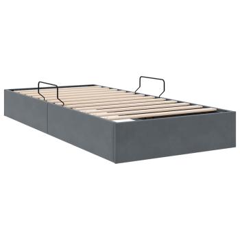 Aufbewahrungsbett mit Speicher Dunkelgrau 100 x 190 cm Samt