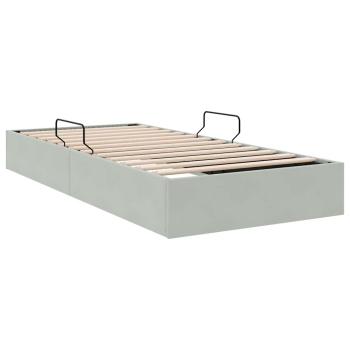 Aufbewahrungsbett mit Speicher Hellgrau 100 x 203 cm Samt