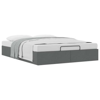 Ottoman Bettgestell Dunkelgrau 152 x 203 cm Stoff
