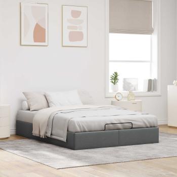 Ottoman Bettgestell Dunkelgrau 152 x 203 cm Stoff