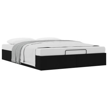 Ottoman Bettgestell Schwarz 152 x 203 cm Stoff