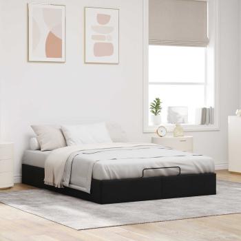 Ottoman Bettgestell Schwarz 152 x 203 cm Stoff