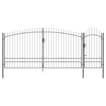 Gartentor WOERDEN 200 x 500 cm Abschließbar Stahl Grau