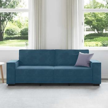 3-Sitzer-Sofa Blau 220x78x84 cm Samt