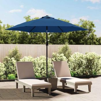 ARDEBO.de - Sonnenschirm mit LED-Beleuchtung und Stahl-Mast 300 cm Azurblau