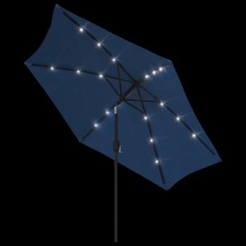 Sonnenschirm mit LED-Beleuchtung und Stahl-Mast 300 cm Azurblau