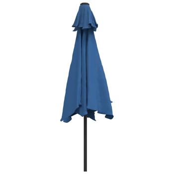 Sonnenschirm mit LED-Beleuchtung und Stahl-Mast 300 cm Azurblau