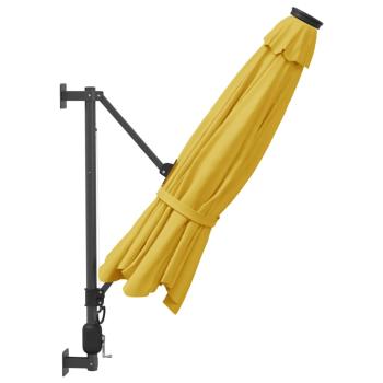 Wand-Sonnenschirm mit LEDs Gelb 290 cm