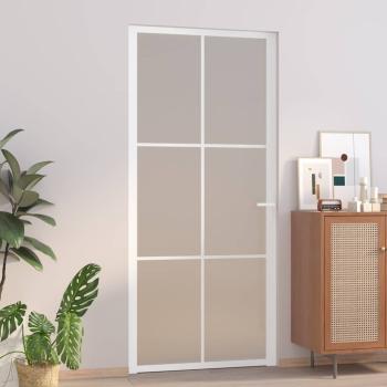 ARDEBO.de - Innentür 93x201,5 cm Weiß Mattglas und Aluminium