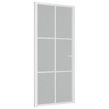 Innentür 93x201,5 cm Weiß Mattglas und Aluminium