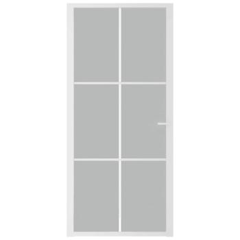 Innentür 93x201,5 cm Weiß Mattglas und Aluminium