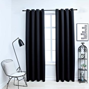 ARDEBO.de - Verdunkelungsvorhänge mit Ringen 2 Stk. Schwarz 137x213 cm Stoff