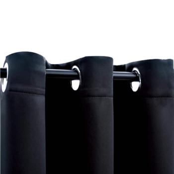 Verdunkelungsvorhänge mit Ringen 2 Stk. Schwarz 97x213 cm Stoff