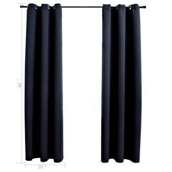 Verdunkelungsvorhänge mit Ringen 2 Stk. Schwarz 97x213 cm Stoff