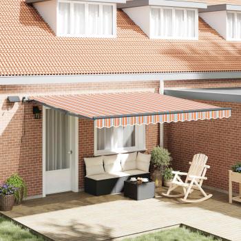 ARDEBO.de - Ausziehbare Markise Mehrfarbig 400 x 350 cm Stoff und Aluminium