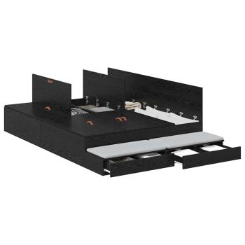Aufbewahrungsbettgestell Schwarz Eichen-Optik 160 cm