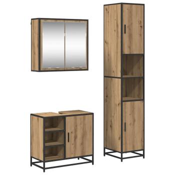 Badezimmermöbel-Set 3 stk. Artisan-Eiche 65 x 33 x 60 cm