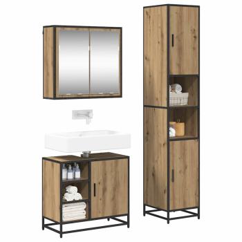 Badezimmermöbel-Set 3 stk. Artisan-Eiche 65 x 33 x 60 cm