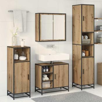 Badezimmermöbel-Set 3 stk. Artisan-Eiche 65 x 33 x 60 cm