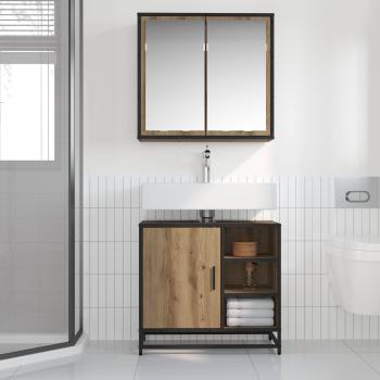 Badezimmermöbel-Set 2 stk. Artisan-Eiche 65 x 33 x 60 cm