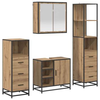 Badezimmermöbel-Set 4 stk. Artisan-Eiche 65 x 33 x 60 cm