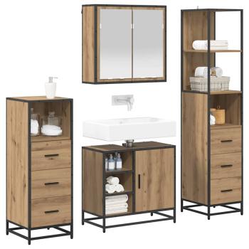 Badezimmermöbel-Set 4 stk. Artisan-Eiche 65 x 33 x 60 cm