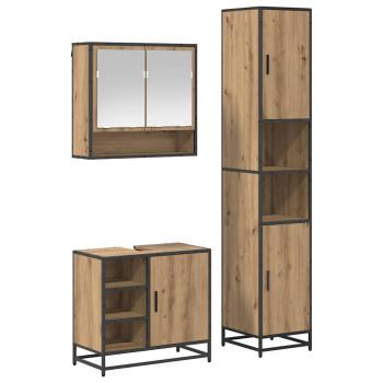 Badezimmermöbel-Set 3 Stk. Artisan-Eiche Holzwerkstoff