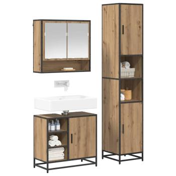Badezimmermöbel-Set 3 Stk. Artisan-Eiche Holzwerkstoff
