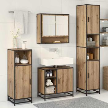 Badezimmermöbel-Set 3 Stk. Artisan-Eiche Holzwerkstoff