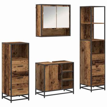 Badezimmermöbel-Set 4 stk. Altholz 65 x 33 x 60 cm