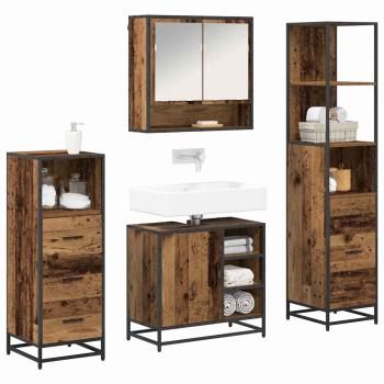 Badezimmermöbel-Set 4 stk. Altholz 65 x 33 x 60 cm