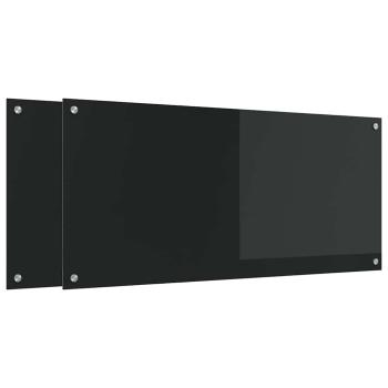 Küchenrückwand 2 stk. Schwarz 110 x 50 cm Gehärtetes Glas