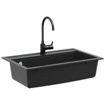 Waschbecken Granit 795 x 505 mm Schwarz