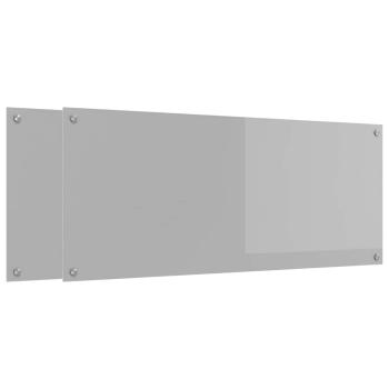 Küchenrückwand 2 stk. Hellgrau 120 x 50 cm Gehärtetes Glas