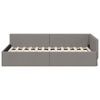 Eckbettgestell mit Kopfteil Taupe 90 cm x 200 cm Stoff
