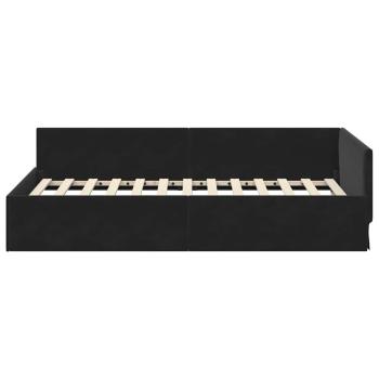 Eckbettgestell mit Kopfteil Schwarz 90 cm x 190 cm Samt