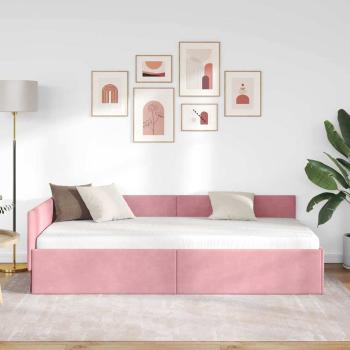 Eckbettgestell mit Kopfteil Rosa 90 cm x 200 cm Samt