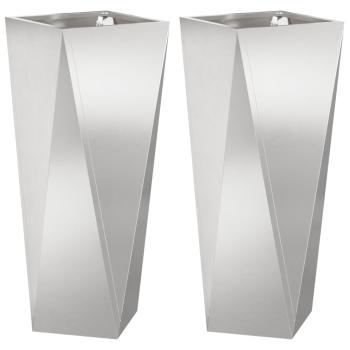 Pflanzkübel 2 Stk. Silber 30 x 30 x 75 cm Edelstahl