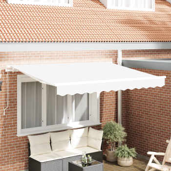 Einziehbare Markise Weiß 300 x 200 cm Stoff