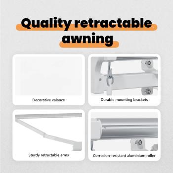 Einziehbare Markise Weiß 300 x 200 cm Stoff