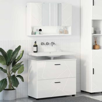 ARDEBO.de - Badezimmermöbel-Set 2 stk. Hochglanz Weiß 76,5 x 35 x 64 cm